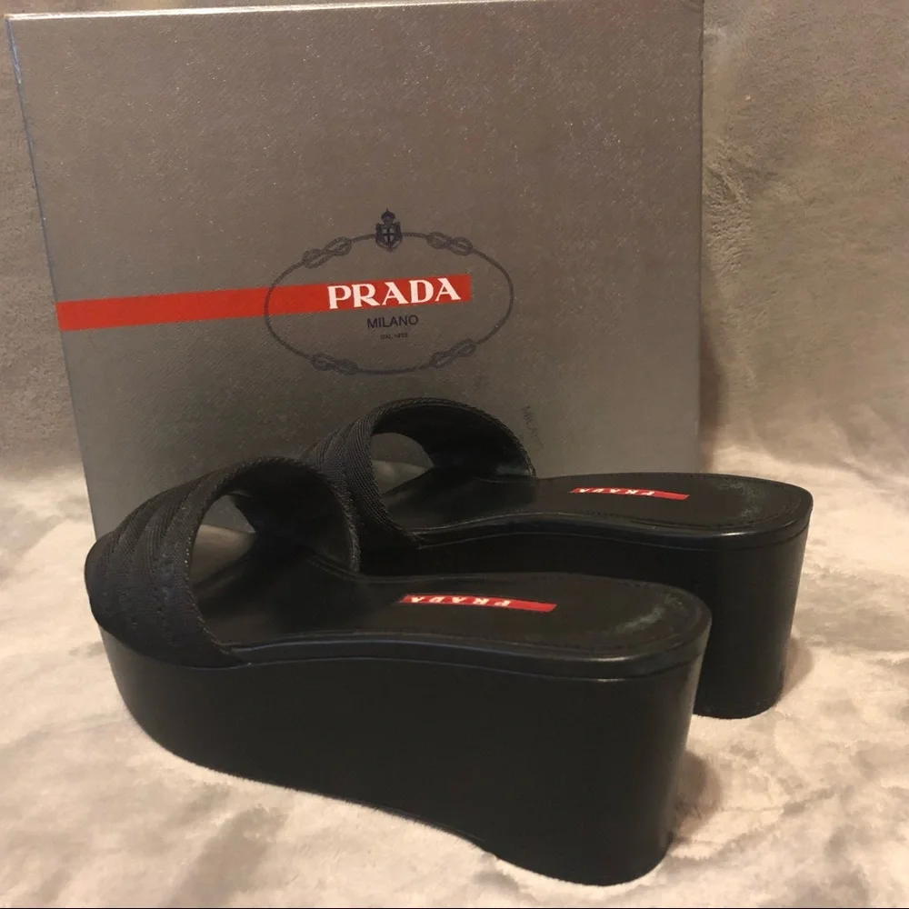 NEW PRADA SPORT PLATFORM SLIDE SANDALS 38.5 8.5